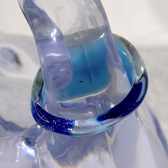 Vintage Art Glass Handmade Blue Band Ring - Picture 4 of 11